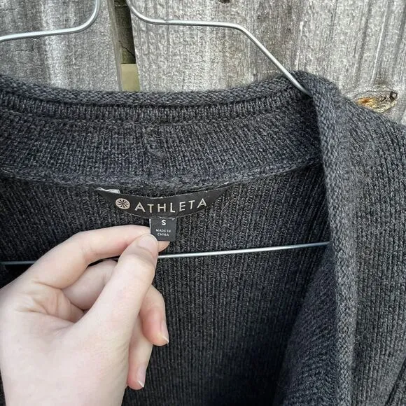 Athleta #352993 Sentinel Sweater Moto Wrap Gray Merino Wool Blend Jacket Small