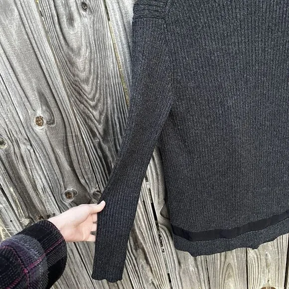 Athleta #352993 Sentinel Sweater Moto Wrap Gray Merino Wool Blend Jacket Small