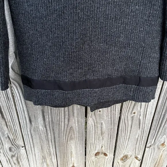 Athleta #352993 Sentinel Sweater Moto Wrap Gray Merino Wool Blend Jacket Small