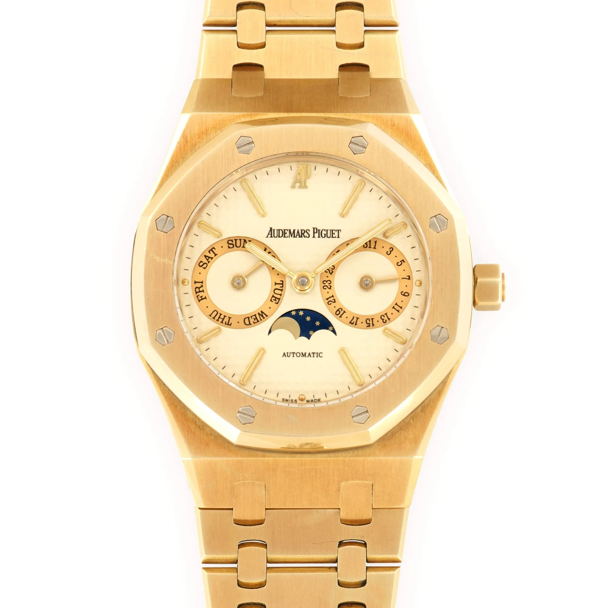 Audemars Piguet Yellow Gold Royal Oak Moonphase Day Date Watch