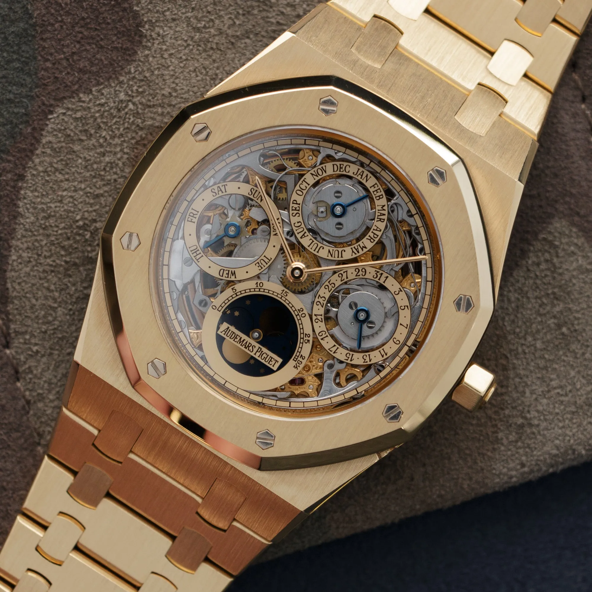 Audemars Piguet Yellow Gold Royal Oak Perpetual Calendar Skeleton Watch