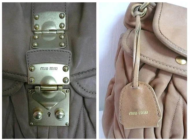 Authentic Prada Miu Miu Matelasse Large Carmel Coffer bag