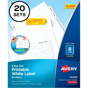 Avery® Big Tab Printable White Label Dividers
