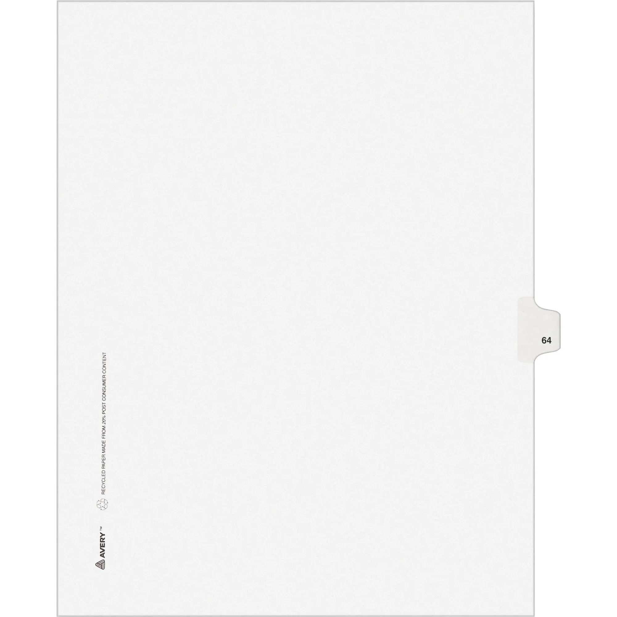 Avery® Individual Legal Dividers Allstate(R) Style, Letter Size, Side Tab #64 (82262)