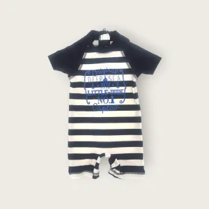 BABY BOY SIZE 6/12 MONTHS - GEORGE One-piece Romper Swimsuit VGUC B42