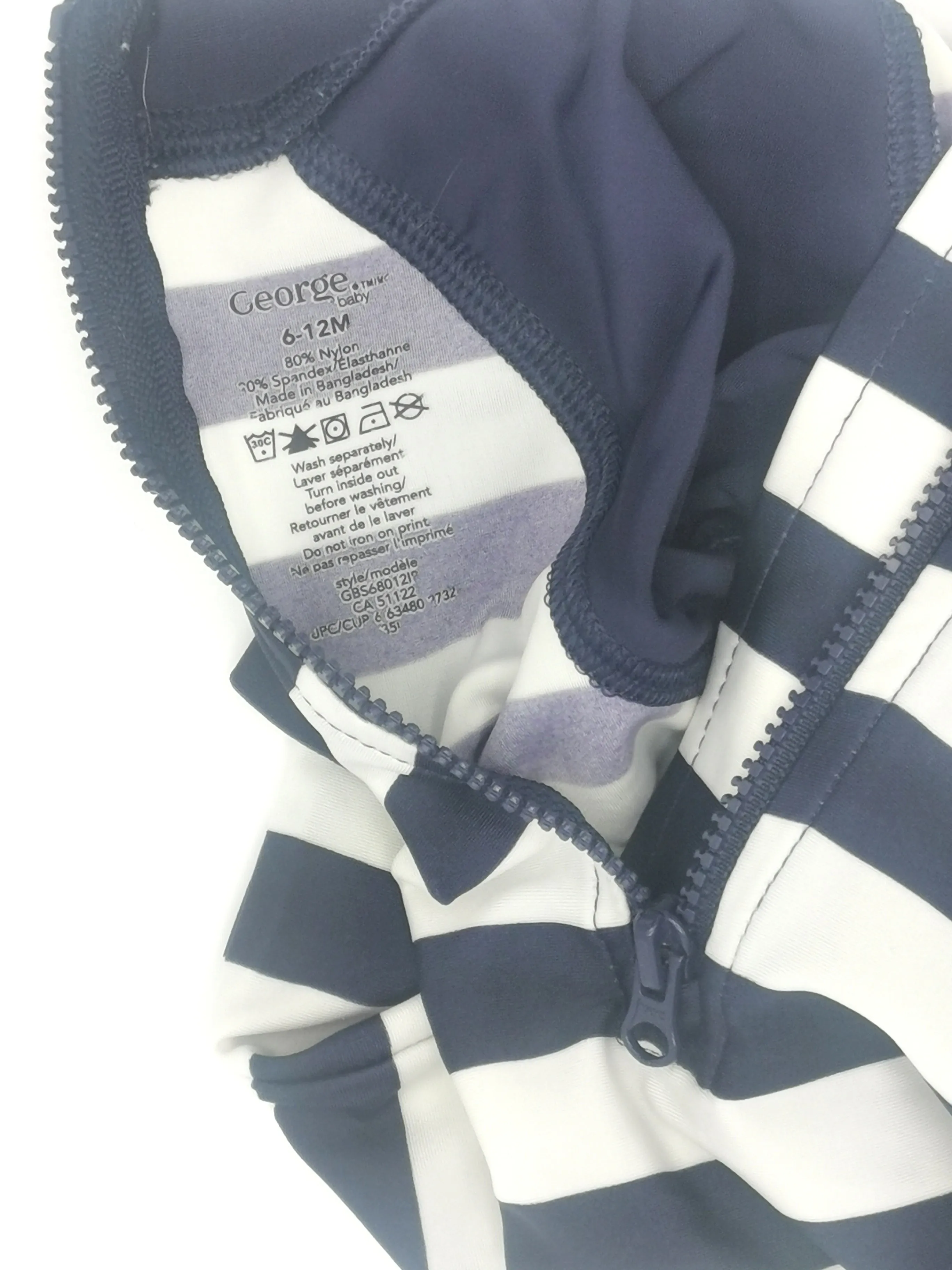 BABY BOY SIZE 6/12 MONTHS - GEORGE One-piece Romper Swimsuit VGUC B42