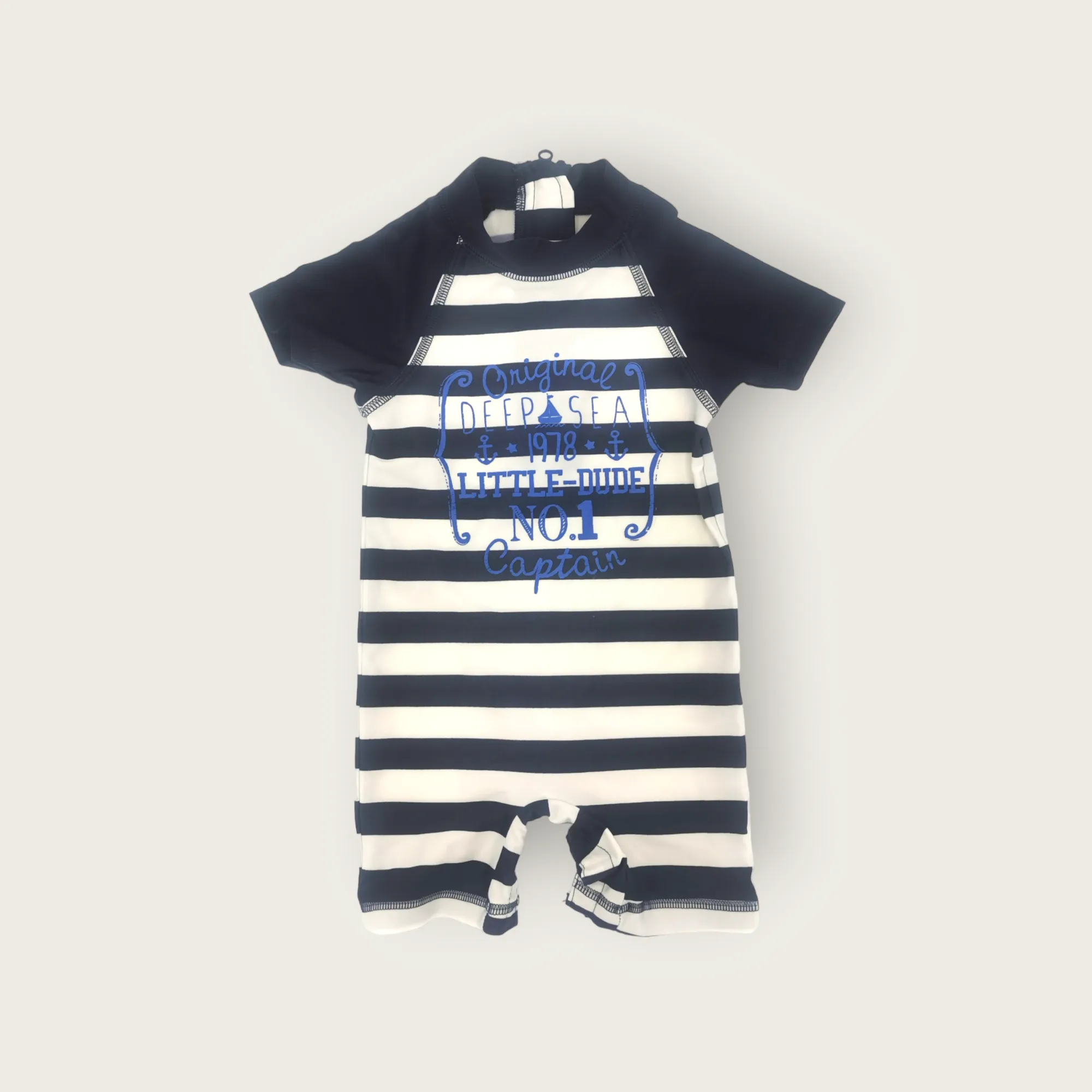 BABY BOY SIZE 6/12 MONTHS - GEORGE One-piece Romper Swimsuit VGUC B42
