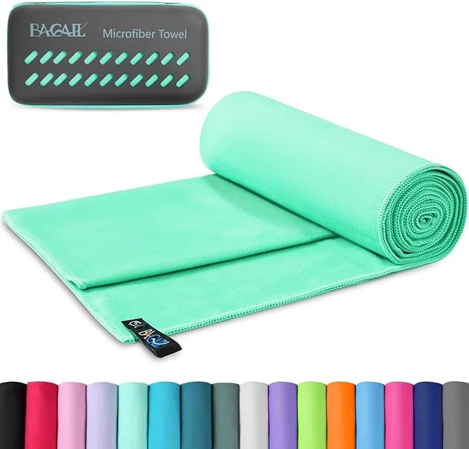 BAGAIL Camping Towel with EVA Case, Compact & Ultra Soft Microfiber Travel Towel - Super Absorbent & Lightweight Quick Dry Towels for Sports, Beach, Gym, Backpacking, Hiking and Yoga