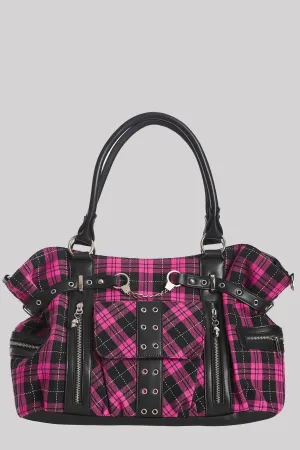 Banned Rise Up Gothic Handcuff Punk Bag, Pink