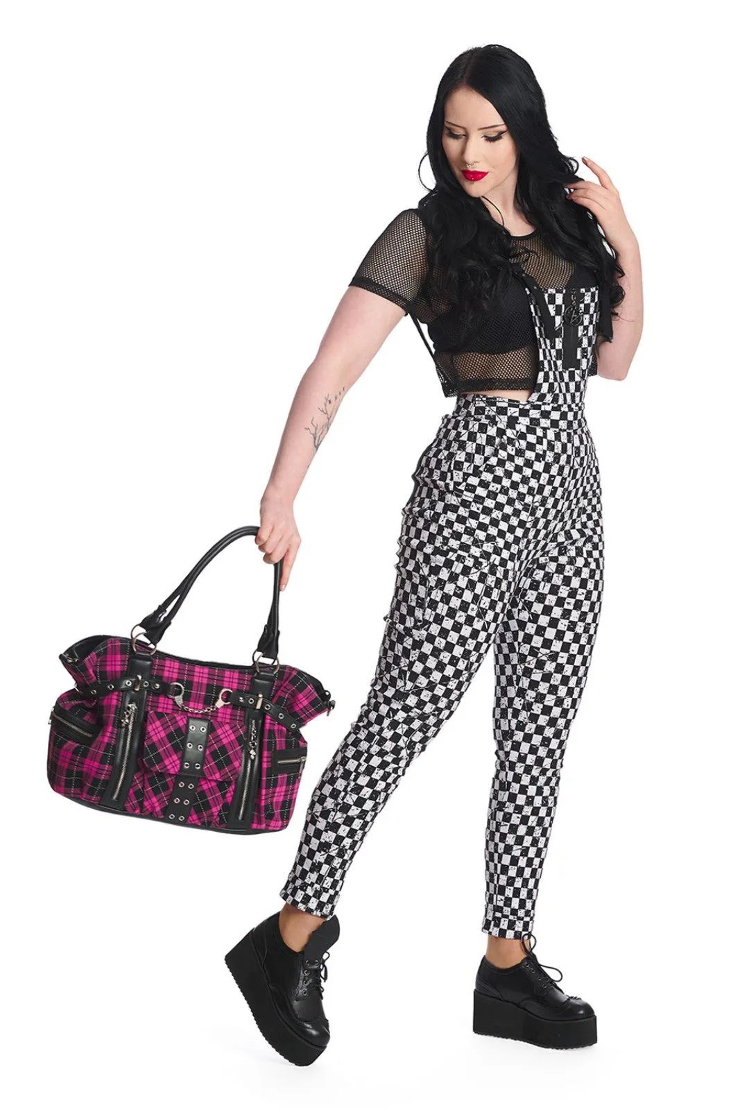 Banned Rise Up Gothic Handcuff Punk Bag, Pink