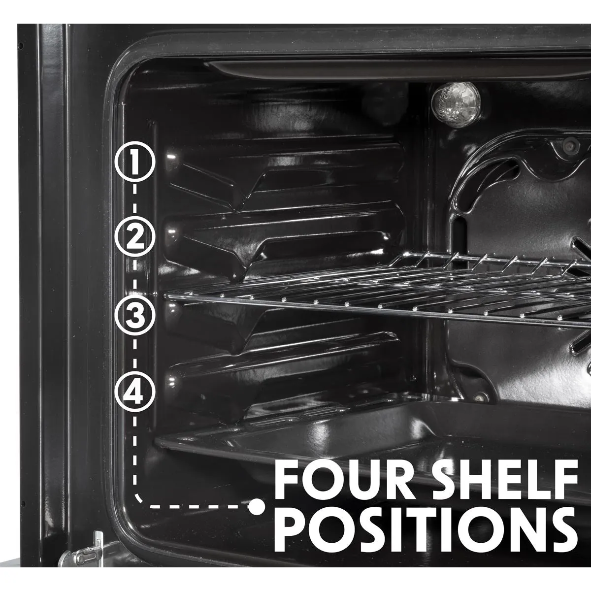 Baridi 60cm Built-In Five Function Fan Assisted Oven, 55L Capacity, Black