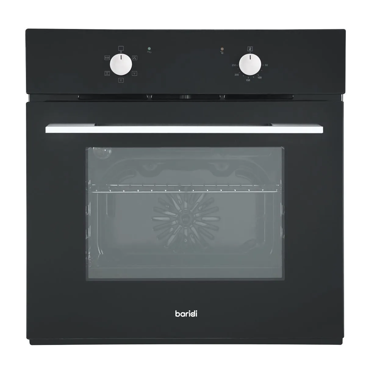 Baridi 60cm Built-In Five Function Fan Assisted Oven, 55L Capacity, Black