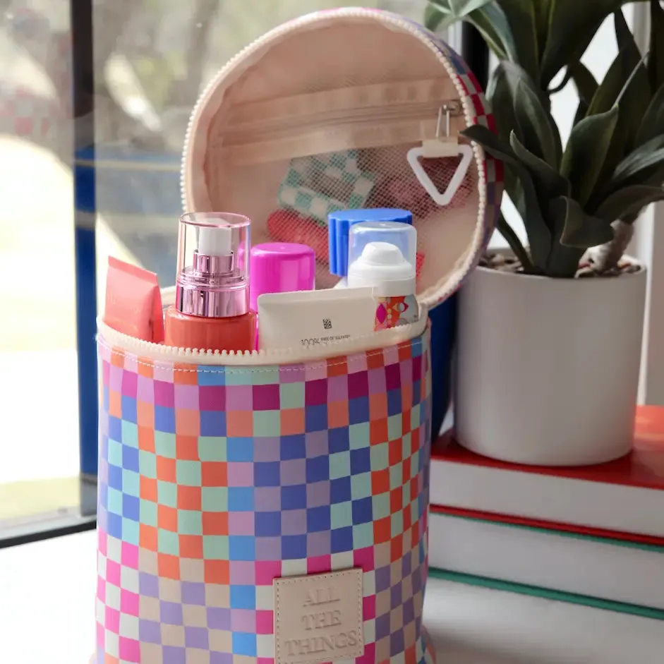 Barrel Organizer Toiletry Bag// Checkered
