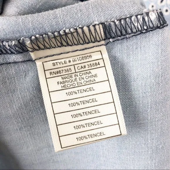 BB‎ Dakota Chambray Embroidered Eyelet Izzy Chambray Dress Large