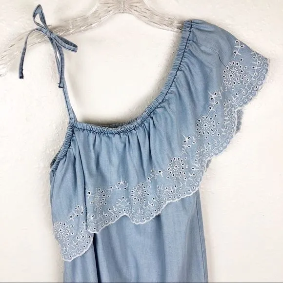 BB‎ Dakota Chambray Embroidered Eyelet Izzy Chambray Dress Large