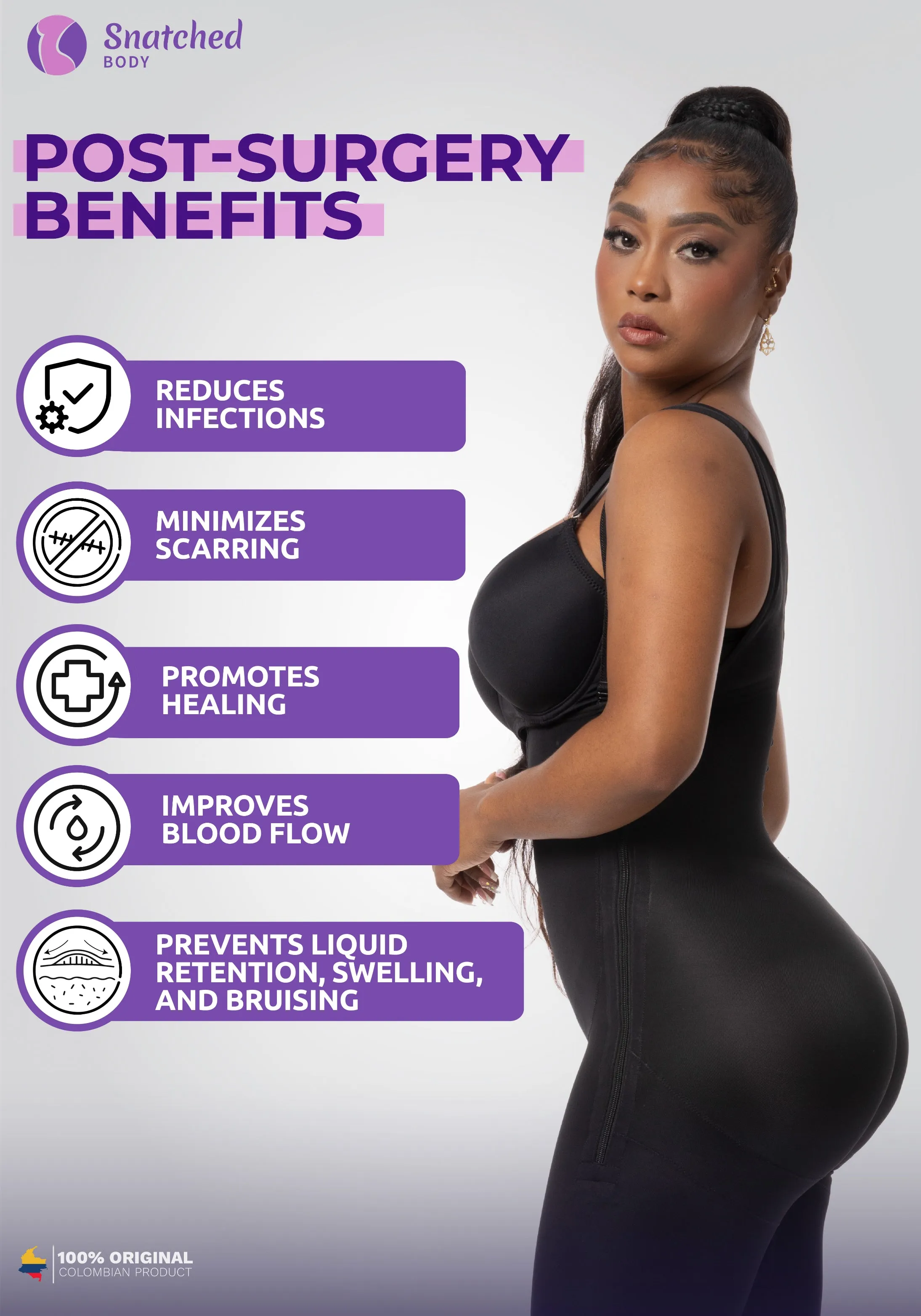 BBL & Lipo | Stage 1 Faja Medium Compression Post-Op Shapewear | No Bra
