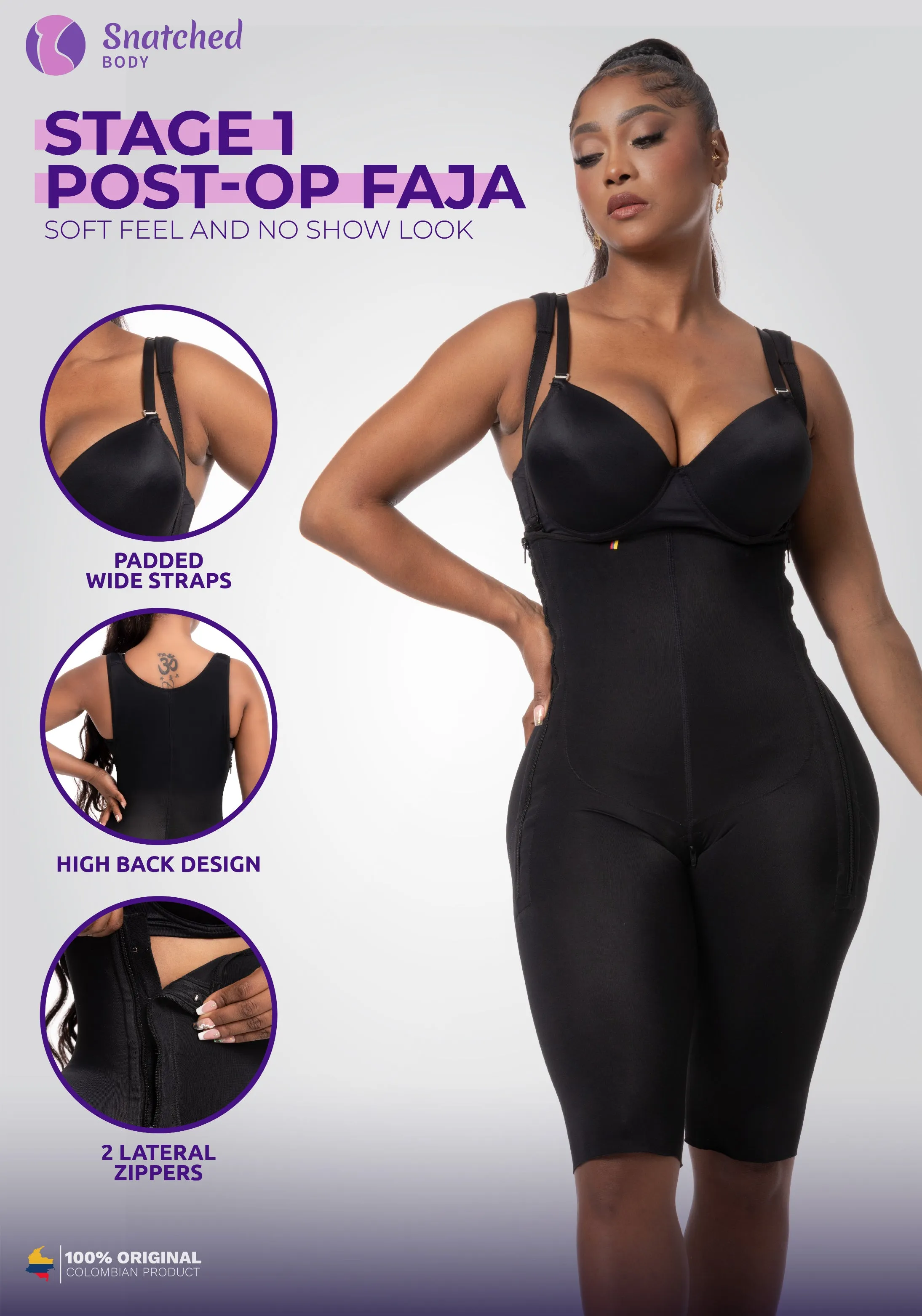 BBL & Lipo | Stage 1 Faja Medium Compression Post-Op Shapewear | No Bra