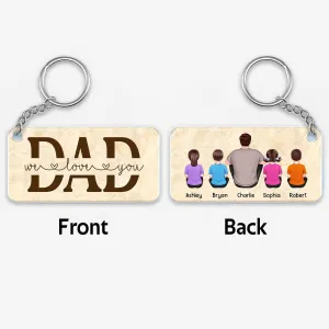 Best Dad Ever Back View Man Kids Dog Cat Personalized Acrylic Keychain