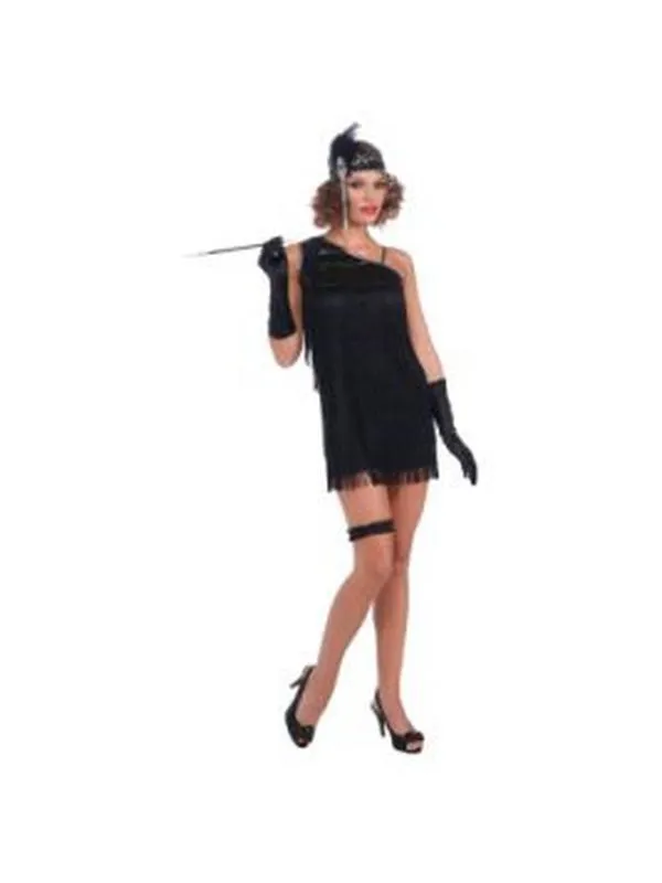 Black Diamond Dazzle Flapper Costume Size S
