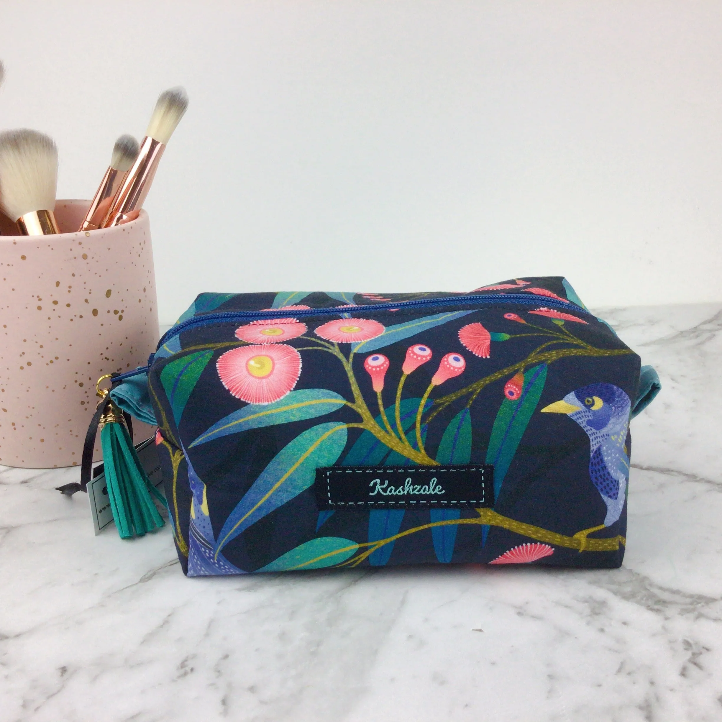 Blossom Bird Medium Box Makeup Bag.