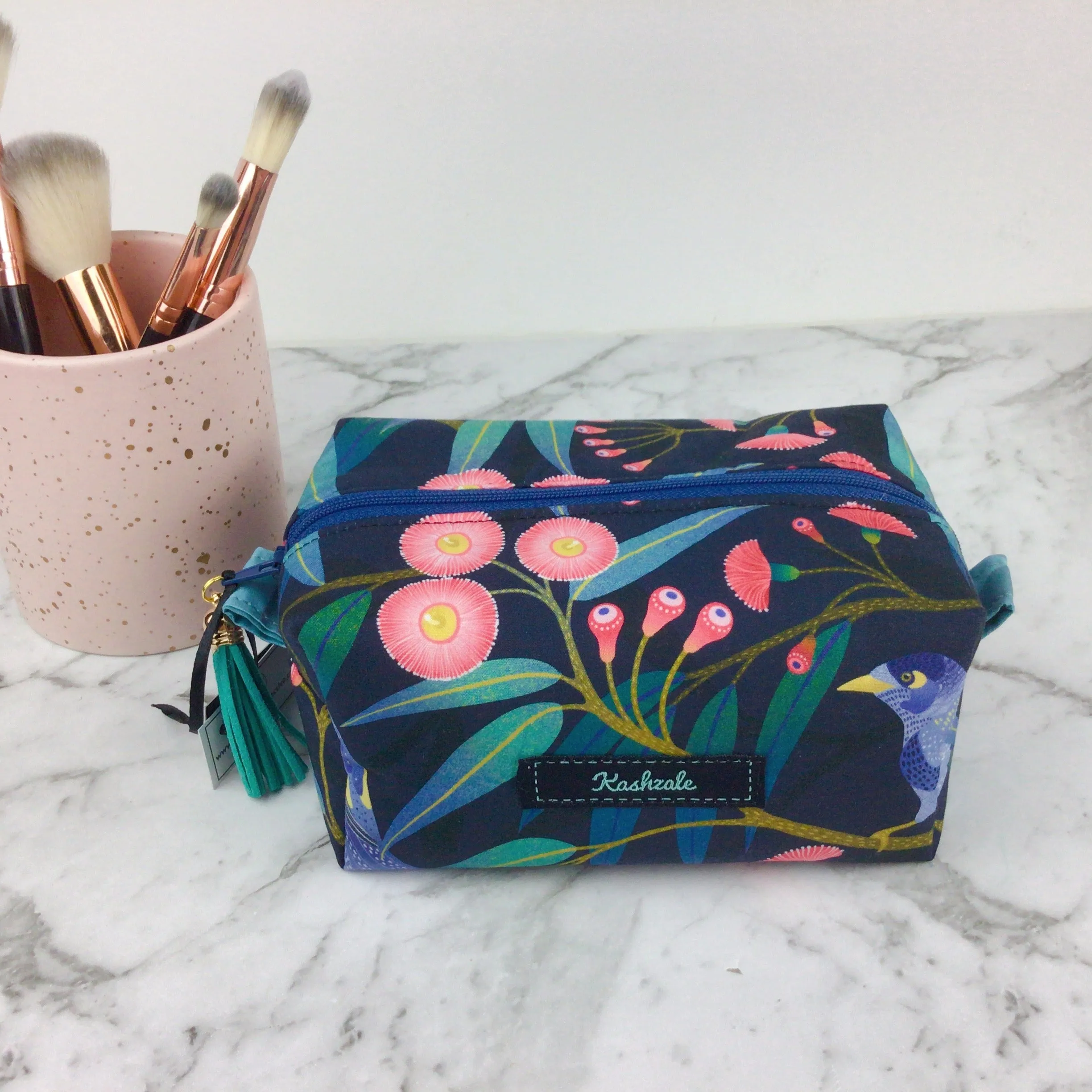 Blossom Bird Medium Box Makeup Bag.
