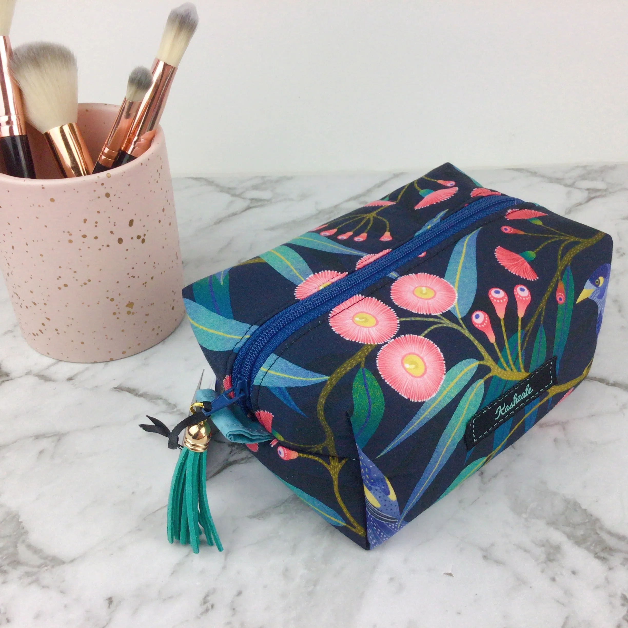 Blossom Bird Medium Box Makeup Bag.