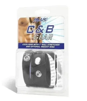 Blue Line Cock Ring With 1" Ball Stretcher And Optional Weight Ring