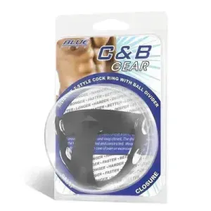 Blue Line T-Style Silicone Cock Ring With Ball Divider