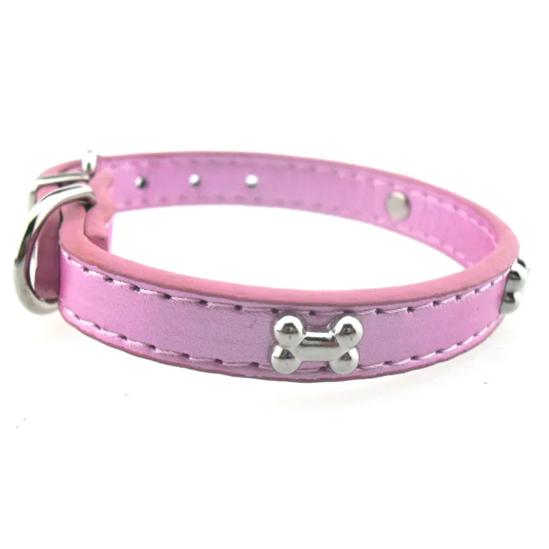 Bone Patterned Leather Dog Collar