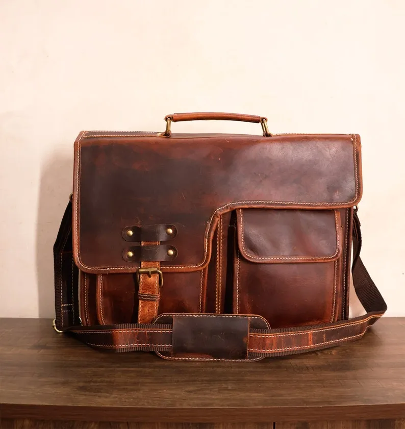 Buffalo Leather Messenger Cross Body Bag
