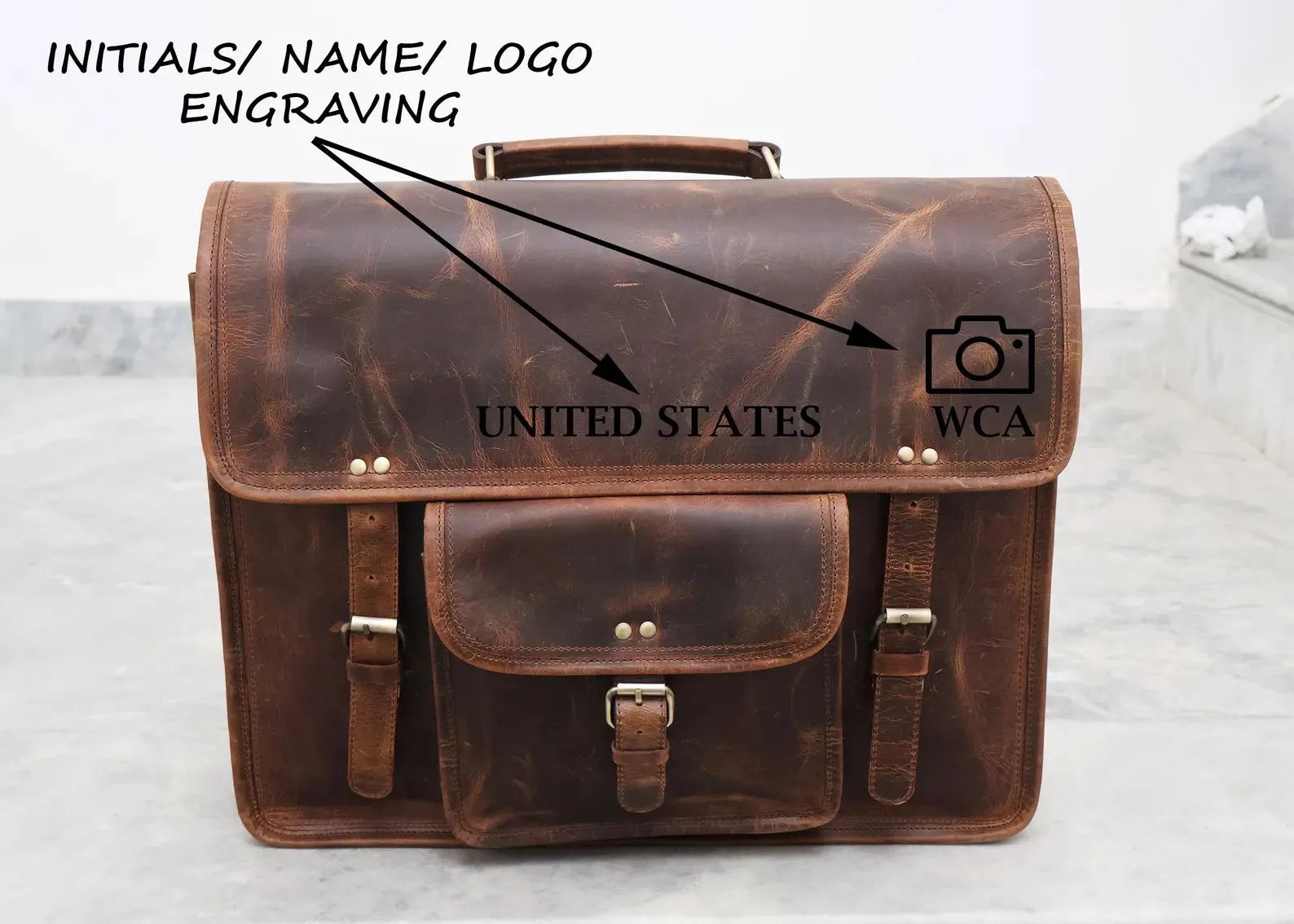 Buffalo Leather Messenger Laptop Bag