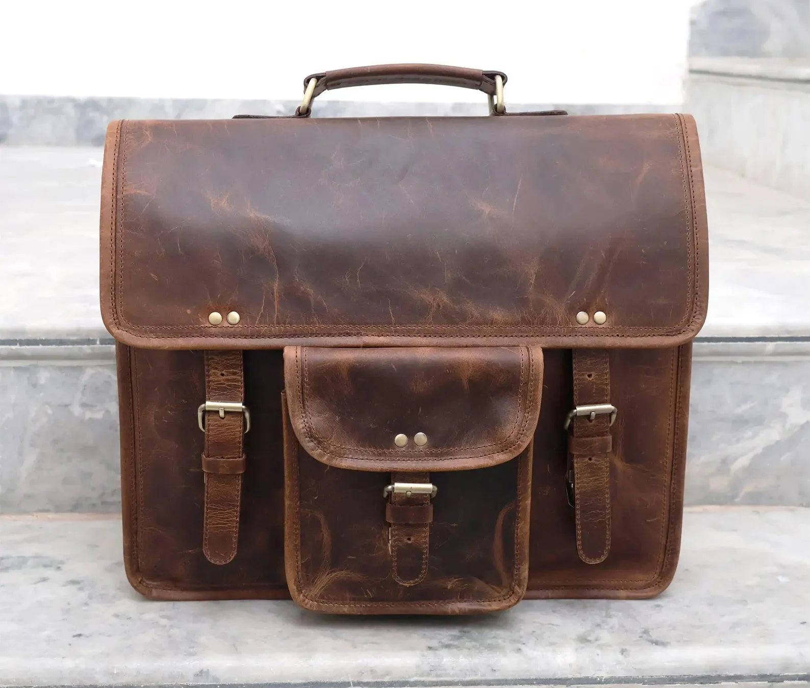 Buffalo Leather Messenger Laptop Bag