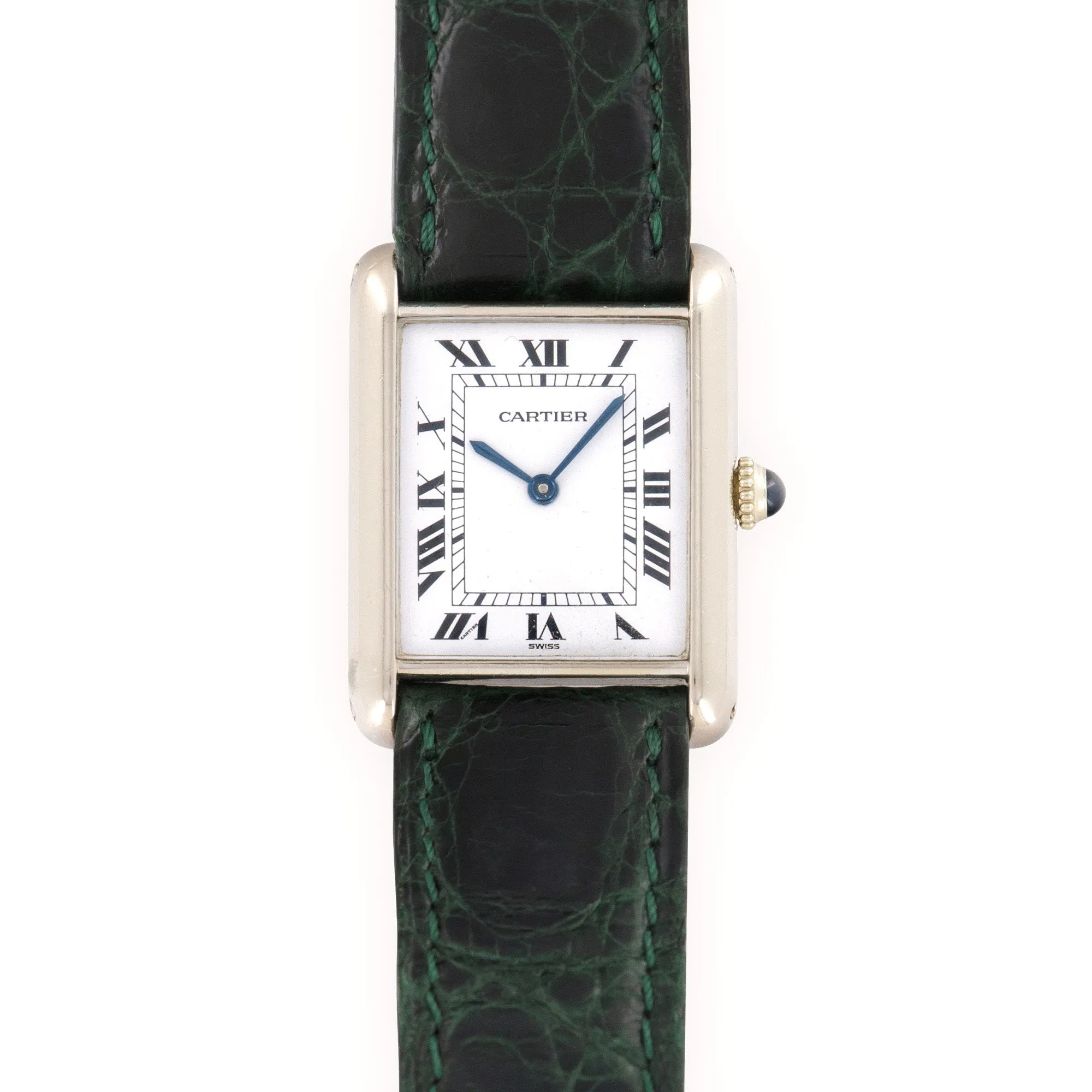 Cartier White Gold Tank Manual-Wind Watch