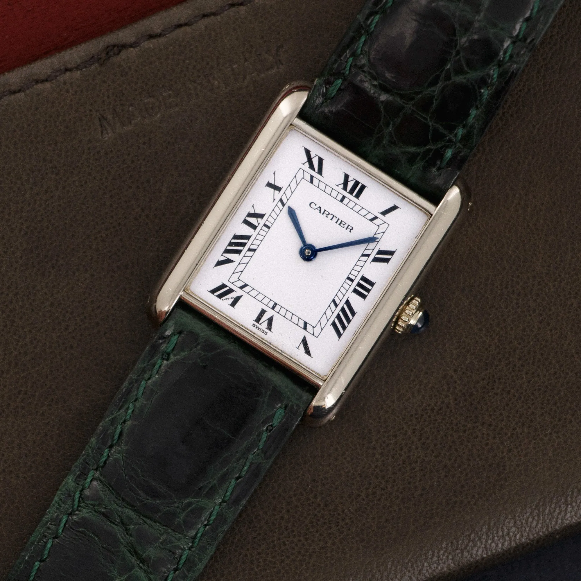 Cartier White Gold Tank Manual-Wind Watch