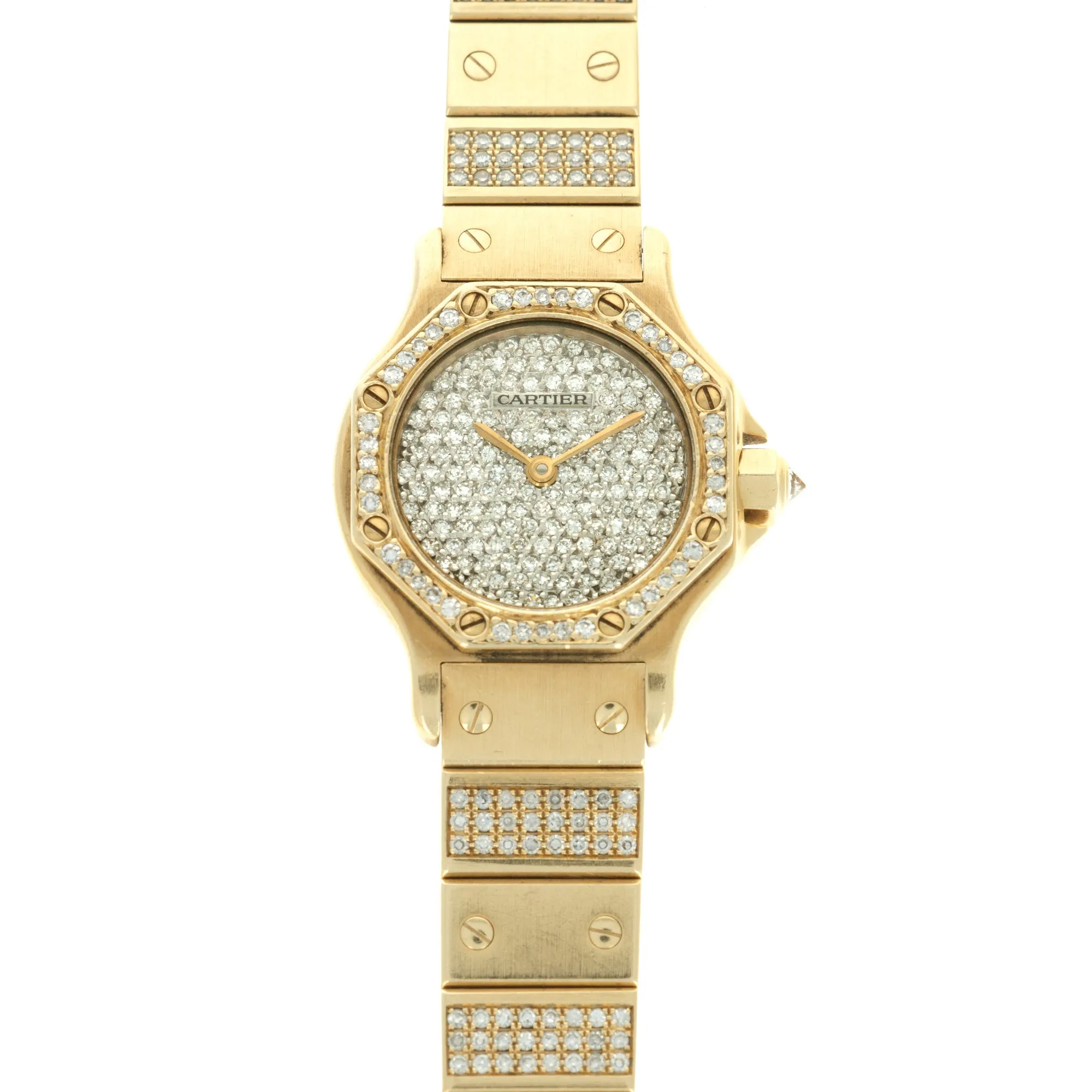 Cartier Yellow Gold Santos Automatic Diamond Watch