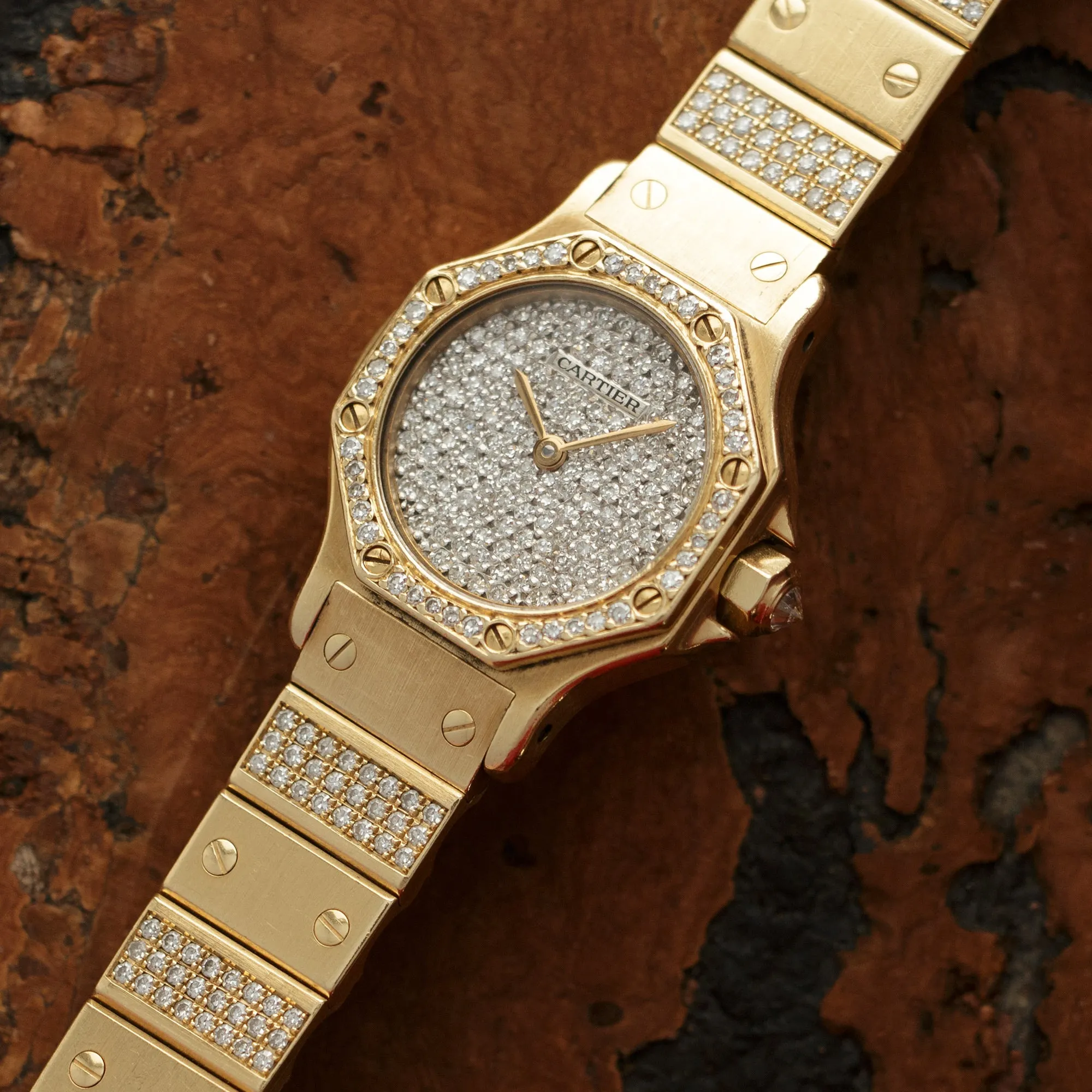 Cartier Yellow Gold Santos Automatic Diamond Watch