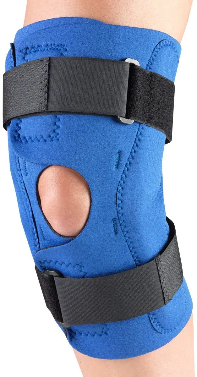 Champion Neoprene Knee Stabilizer Wrap with Hinged Bars, Blue, Medium - Retails $87 