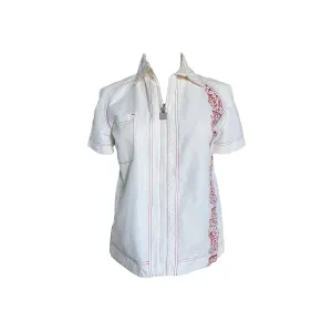 Chanel White Hawaiian Print Zippered Top