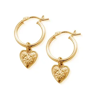 ChloBo Patterned Heart Hoop Earrings - Gold