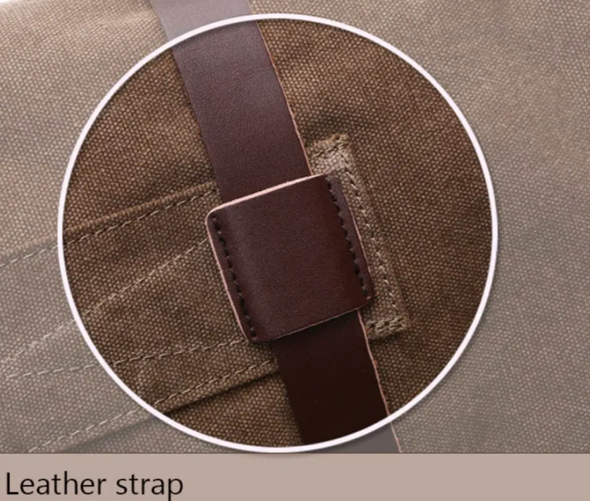 Classic Leather-Trimmed Canvas Messenger Bag Laptop Bag Shoulder Bag