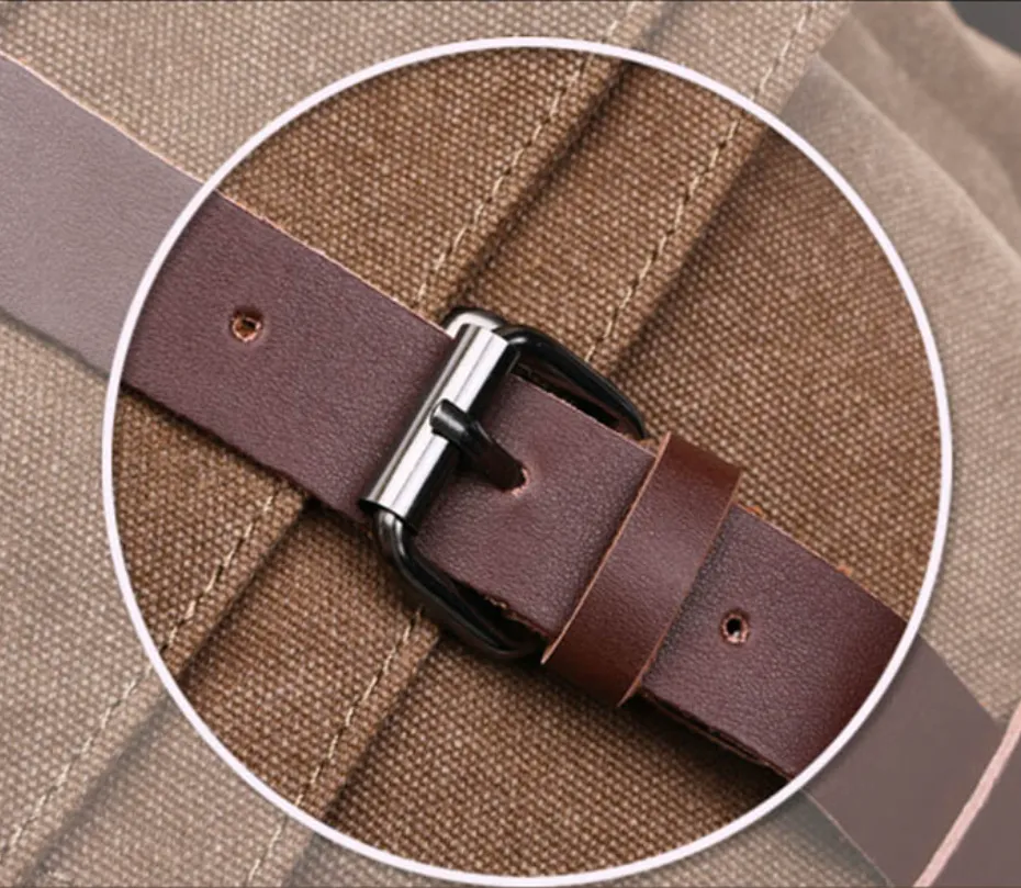 Classic Leather-Trimmed Canvas Messenger Bag Laptop Bag Shoulder Bag