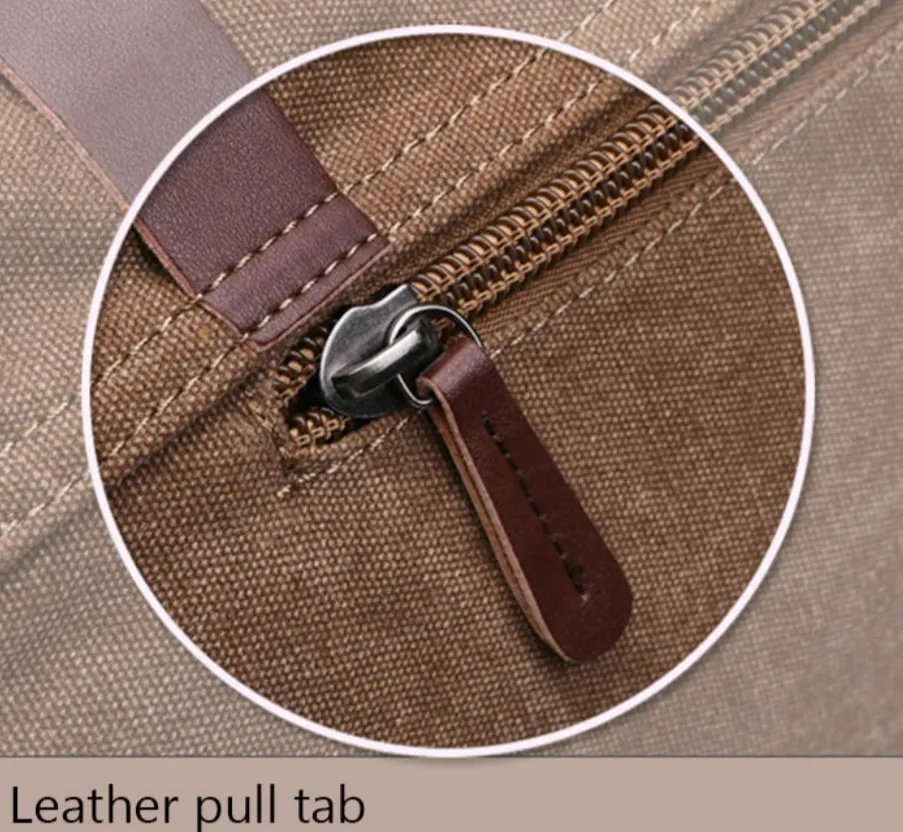 Classic Leather-Trimmed Canvas Messenger Bag Laptop Bag Shoulder Bag
