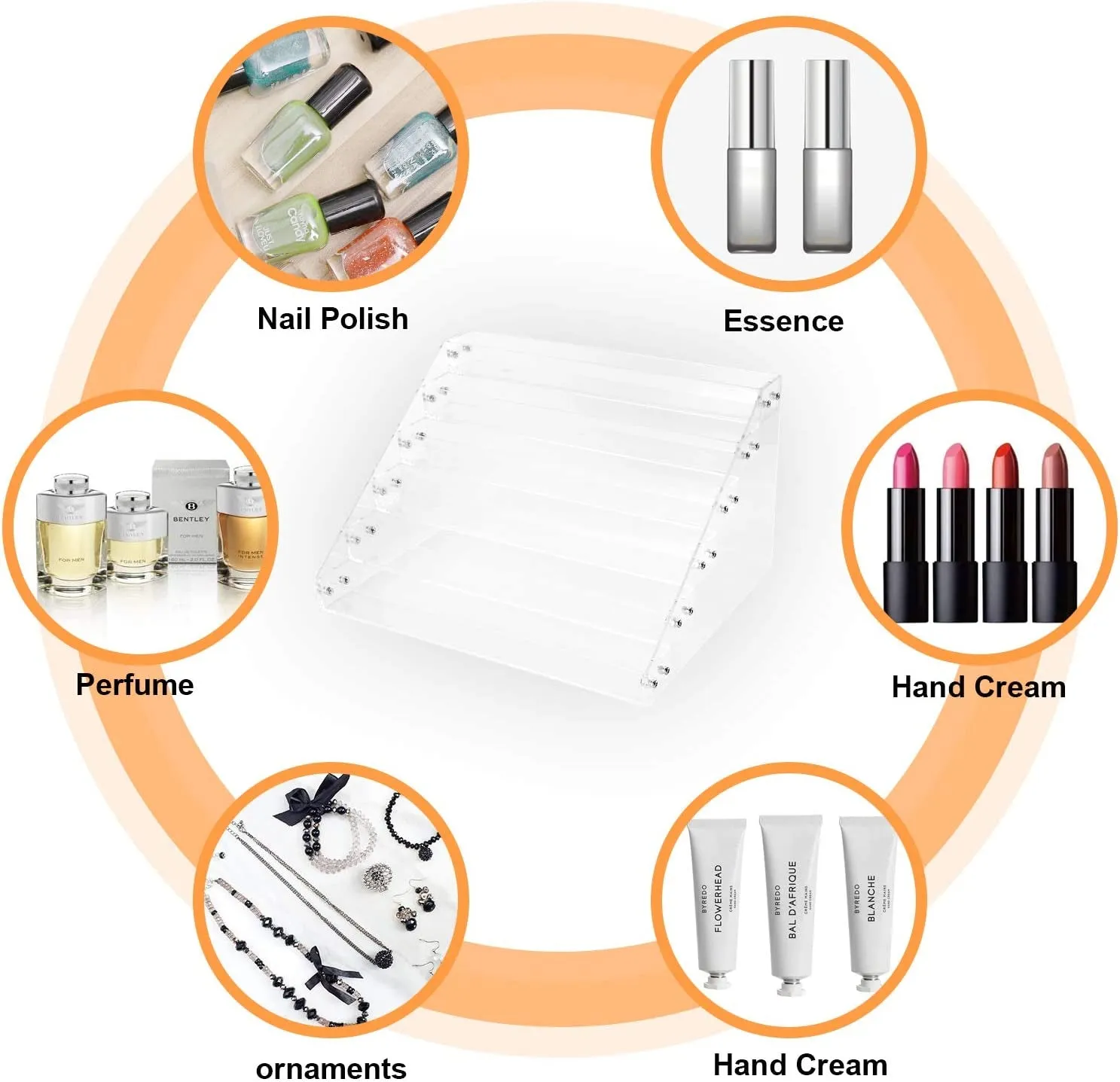 Clear Nail Polish Paint Organizer Holder Rack Shelf 6 Tier Acrylic Tattoo Ink Essential Oil Display Stand Holds up to 48-96 Bottles for Table (Fit 1-2Oz Bottles)