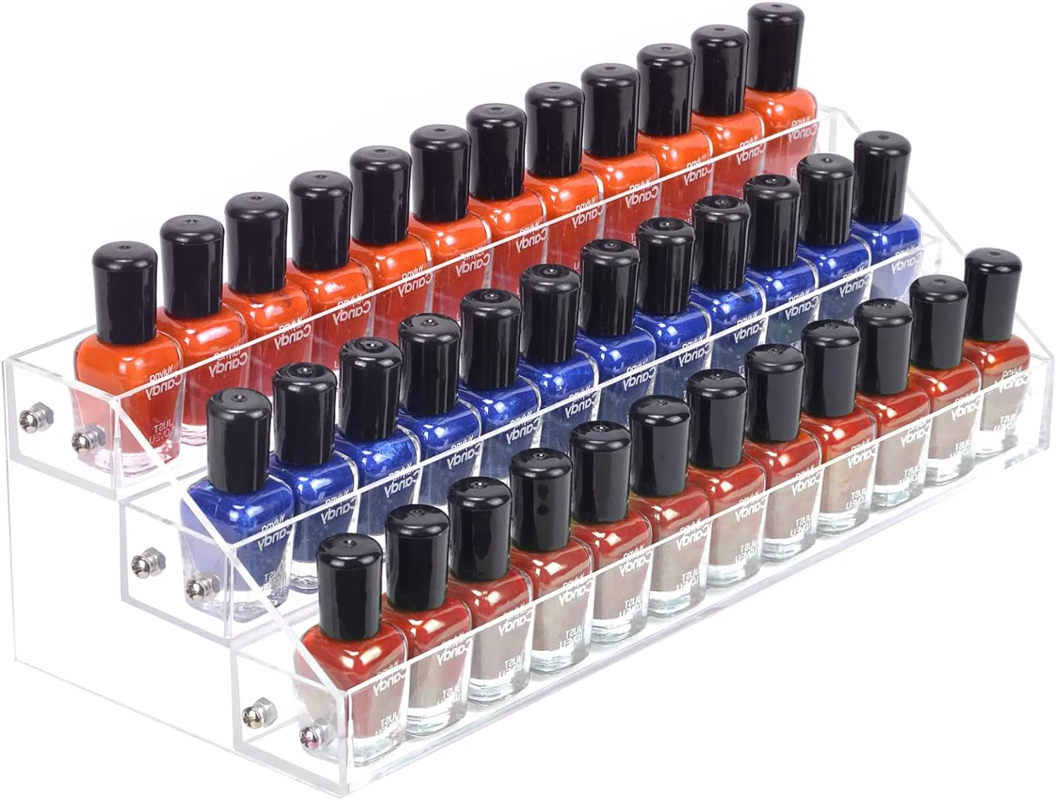 Clear Nail Polish Paint Organizer Holder Rack Shelf 6 Tier Acrylic Tattoo Ink Essential Oil Display Stand Holds up to 48-96 Bottles for Table (Fit 1-2Oz Bottles)