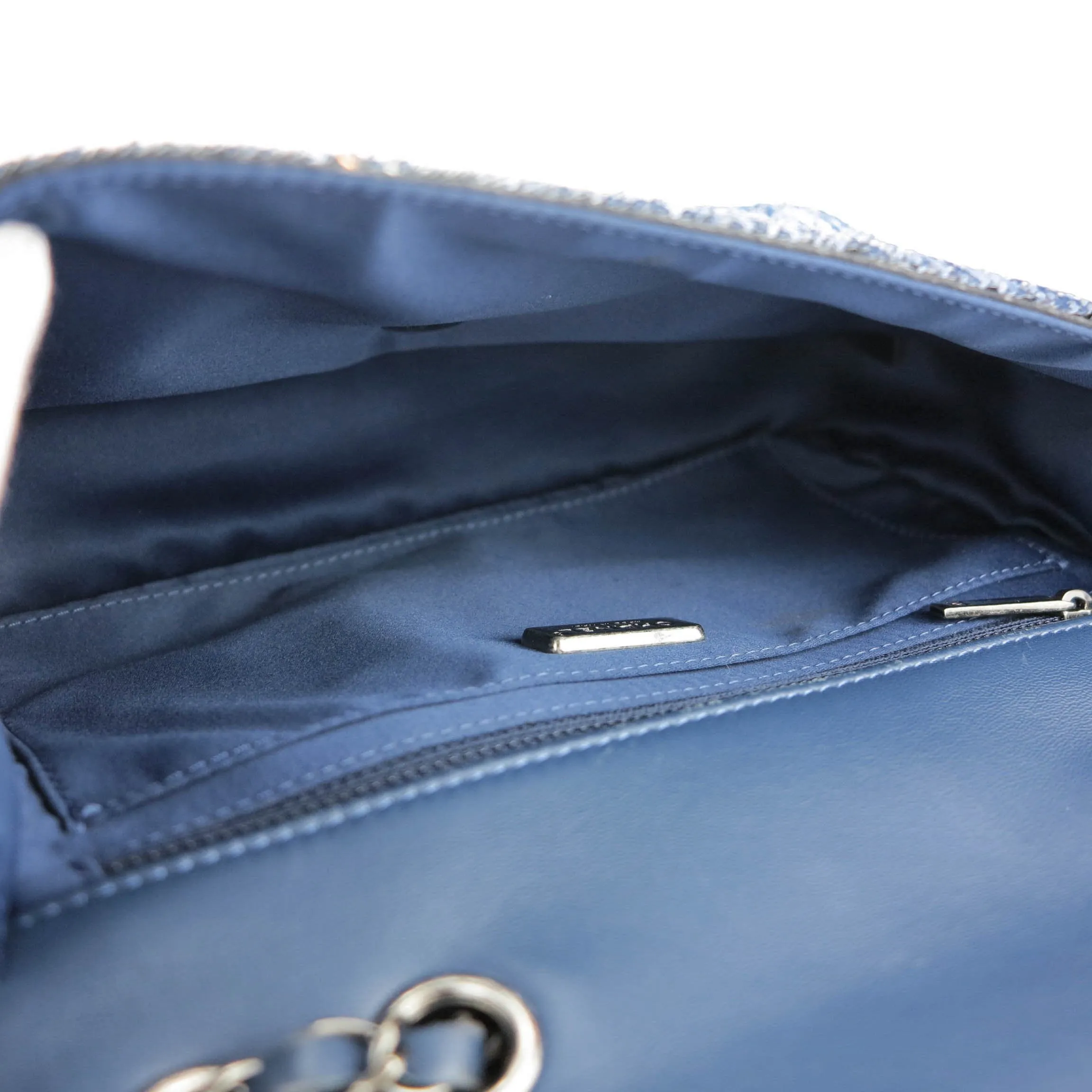 Coco Cuba Sequin Medium Single Flap Bag Blue Silver