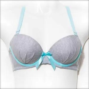 College Girl Pushup Bra Grey & Blue