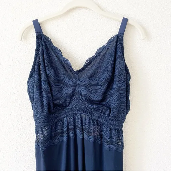 Cosabella Ceylon Modal Babydoll Ceysw2601 Nocturnal Blue Size XL Slip Dress Lace