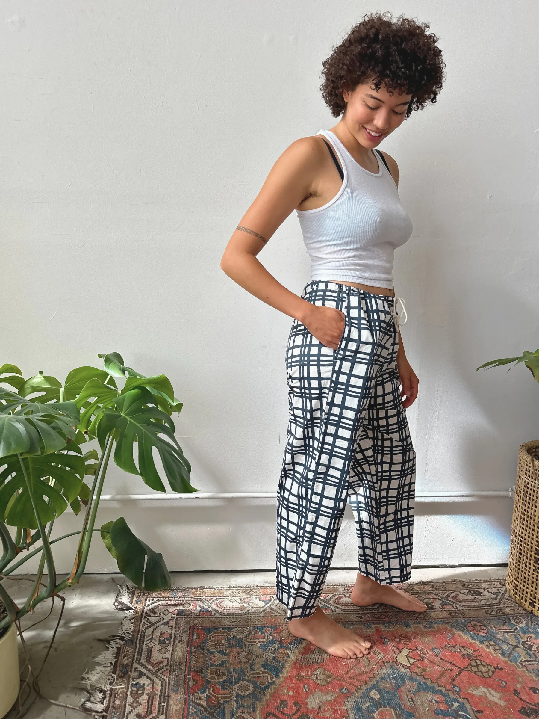 Cotton Poplin Pants - Celeste - Faded Black - Deep Natural  *FACTORY SECOND*