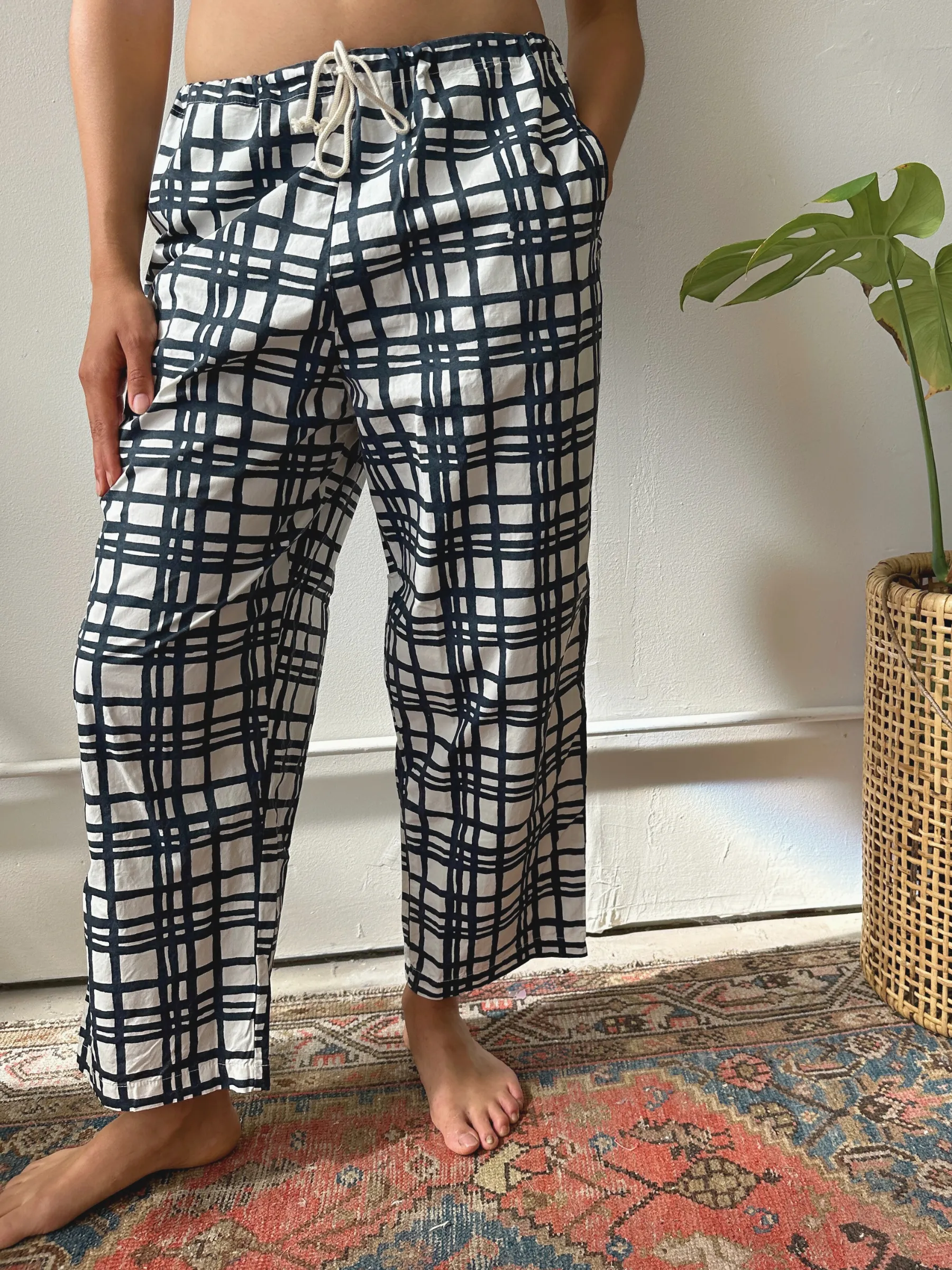 Cotton Poplin Pants - Celeste - Faded Black - Deep Natural  *FACTORY SECOND*