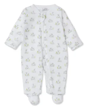 Cottontail Hollows Silver Print Footie w Zipper